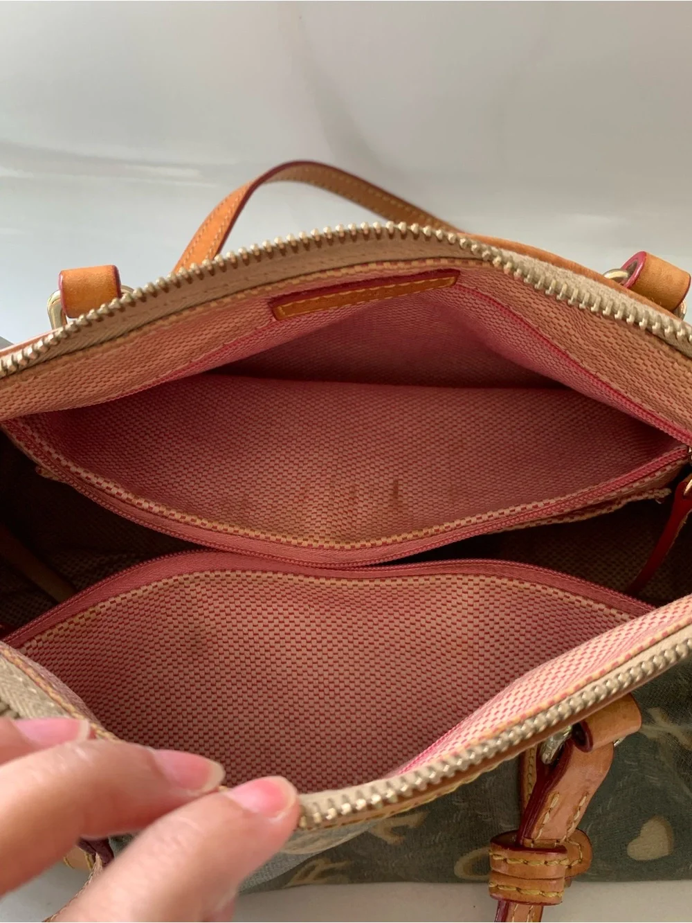 Dooney & Bourke Brown Logo Crossbody with Tan Trim